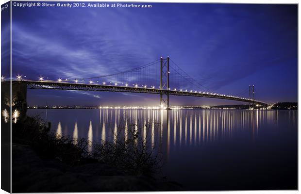 The Forth Road Bridge in Scotland at dusk Canvas Print by Steve Garrity