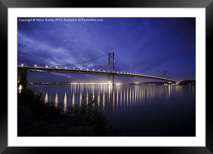 The Forth Road Bridge in Scotland at dusk Framed Mounted Print by Steve Garrity