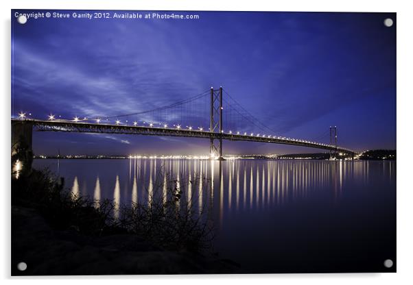 The Forth Road Bridge in Scotland at dusk Acrylic by Steve Garrity