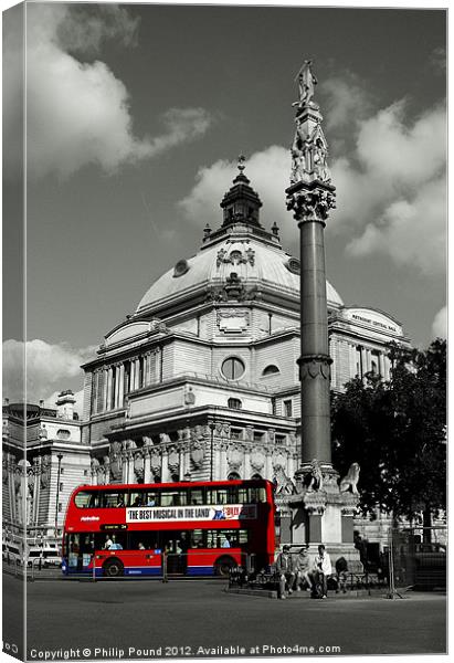 Red Bus in Westminster Canvas Print by Philip Pound