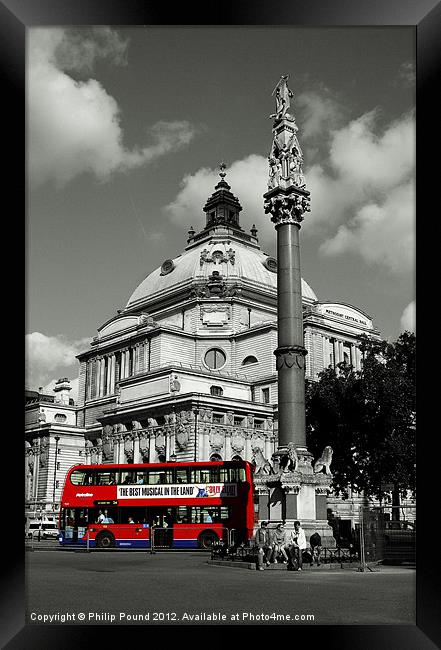Red Bus in Westminster Framed Print by Philip Pound