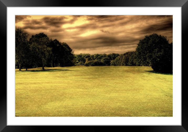 Storm Brewing Over Fairway Framed Mounted Print by Louise Godwin