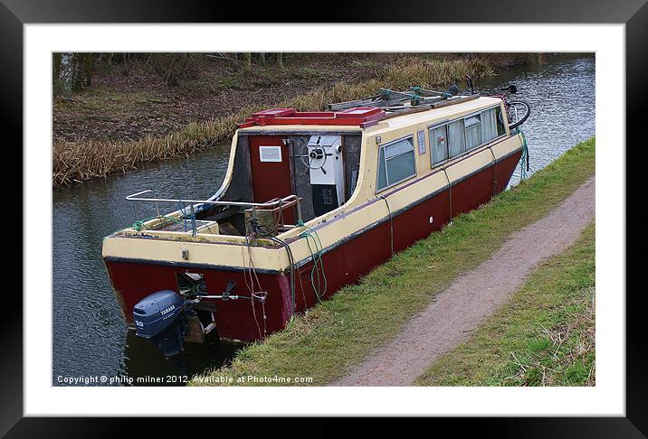An Old Canal Barge Framed Mounted Print by philip milner