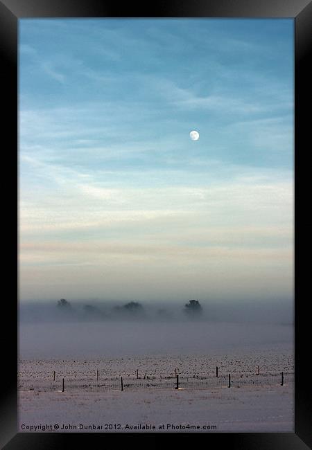 Snow Mist and Moon Framed Print by John Dunbar