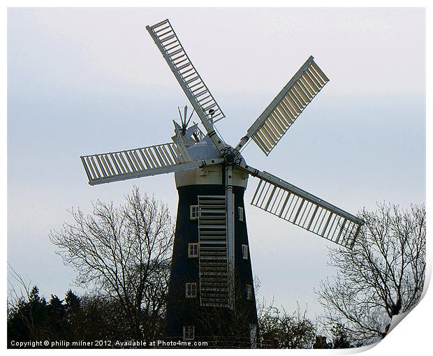 The Alford Five Sail Windmill Print by philip milner