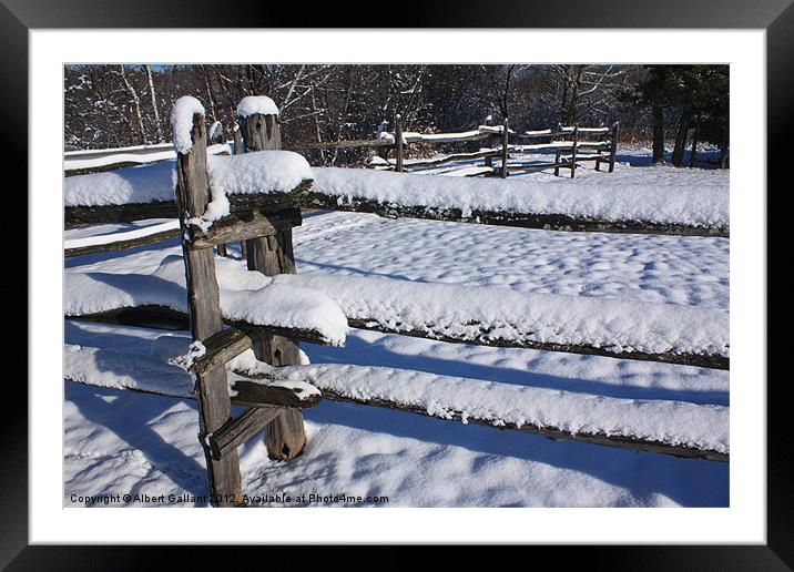 Winter fence Framed Mounted Print by Albert Gallant