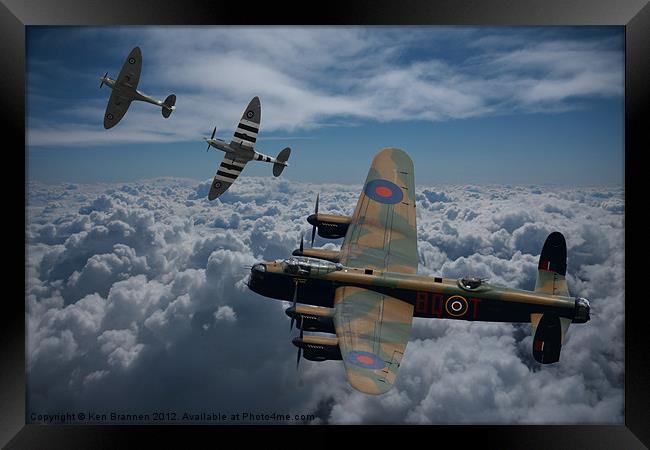 Lancaster Bomber and Spitfire Escort Framed Print by Oxon Images