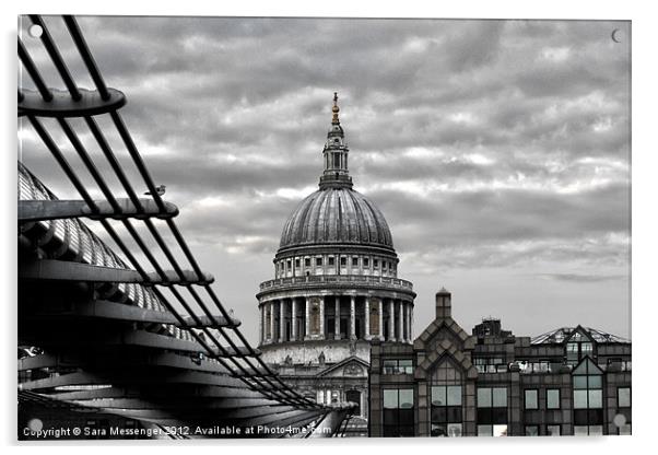 St Paul's Cathedral Monochrome Acrylic by Sara Messenger
