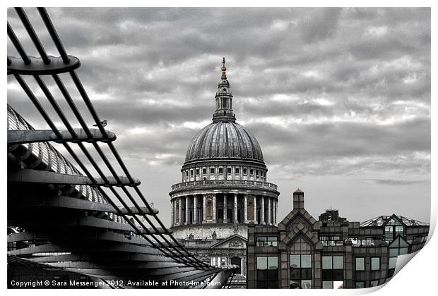 St Paul's Cathedral Monochrome Print by Sara Messenger