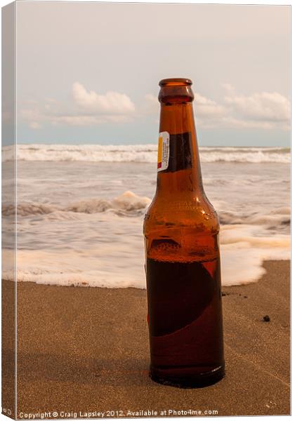 beer bottle on tropical beach Canvas Print by Craig Lapsley