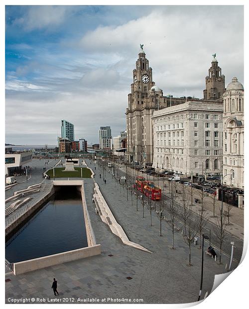 Liverpool pier head Print by Rob Lester