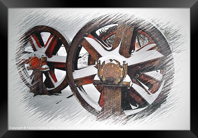 wheels in a blizzard Framed Print by Ferenc Kalmar