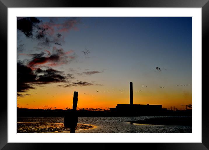 Sunsets behind Fawley Power Station Framed Mounted Print by Paul Gordon