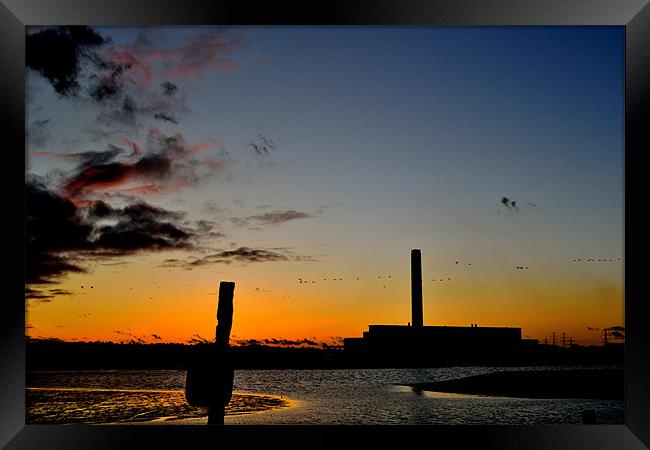Sunsets behind Fawley Power Station Framed Print by Paul Gordon