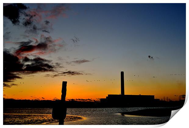 Sunsets behind Fawley Power Station Print by Paul Gordon