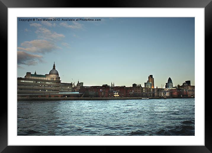 London's North Bank at Dusk Framed Mounted Print by Terri Waters