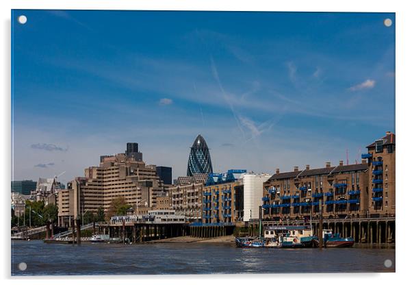 Gherkin Tower's Thameside Vista Acrylic by David Tyrer