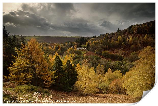 Llanidloes autumn landscape Print by Creative Photography Wales
