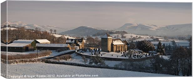 Llanddewi'r Church Winter Landscape Canvas Print by Creative Photography Wales