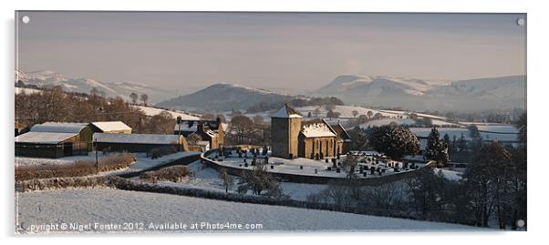 Llanddewi'r Church Winter Landscape Acrylic by Creative Photography Wales