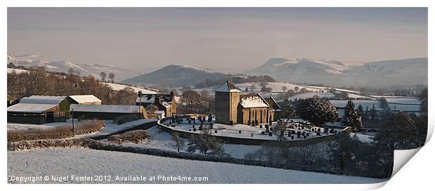 Llanddewi'r Church Winter Landscape Print by Creative Photography Wales