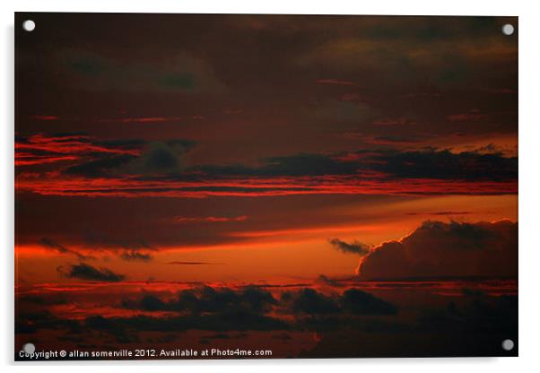 red sky at night Acrylic by allan somerville
