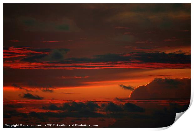 red sky at night Print by allan somerville