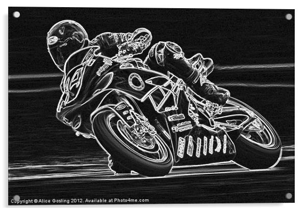 Motorbike Racing Acrylic by Alice Gosling