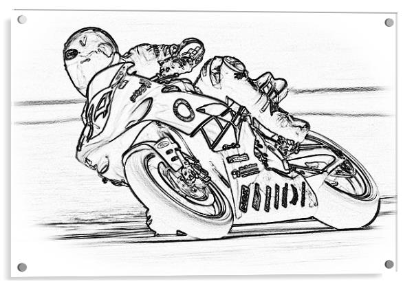 Motorbike Racing Acrylic by Alice Gosling