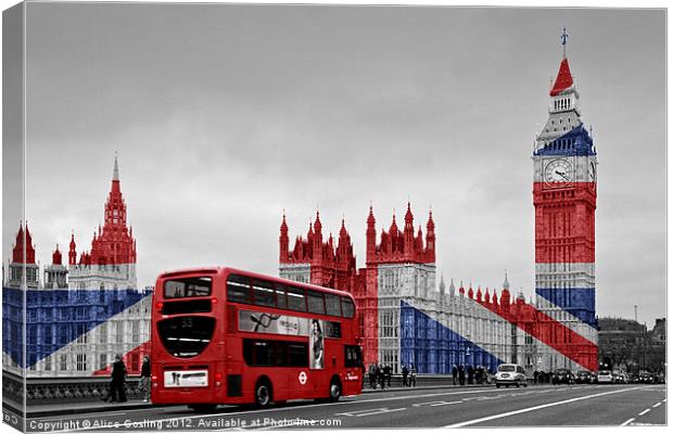 Union Jack and Red London Bus Canvas Print by Alice Gosling