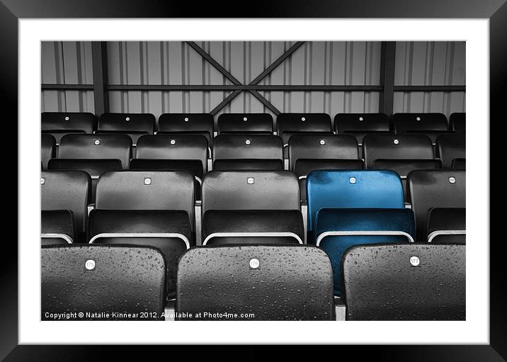 Blue Seat in the Football Stand Framed Mounted Print by Natalie Kinnear