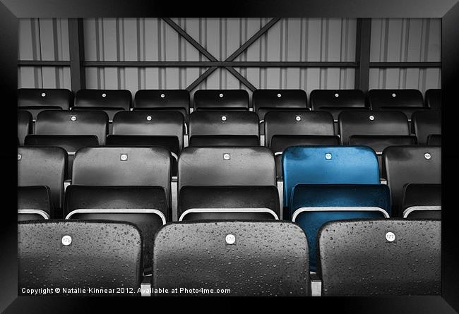 Blue Seat in the Football Stand Framed Print by Natalie Kinnear