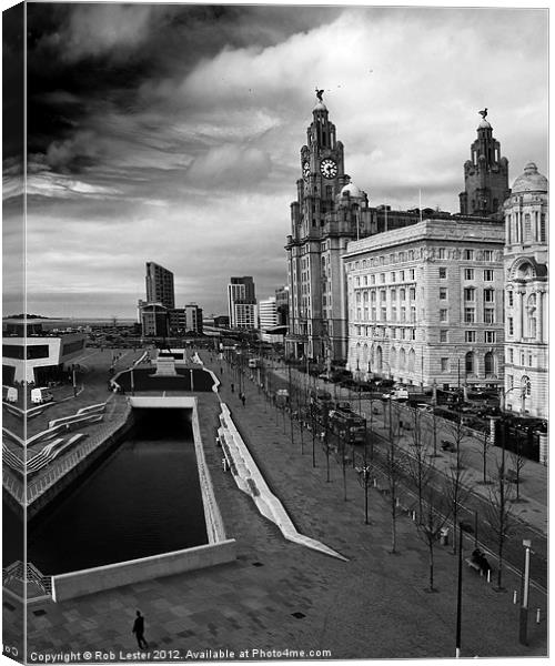 Liverpool Pier Head Canvas Print by Rob Lester