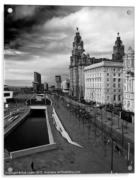 Liverpool Pier Head Acrylic by Rob Lester