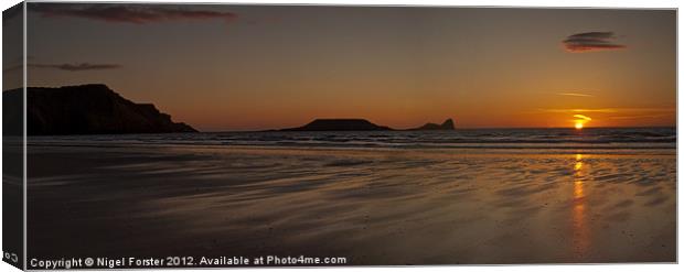Worms Head panorama Canvas Print by Creative Photography Wales