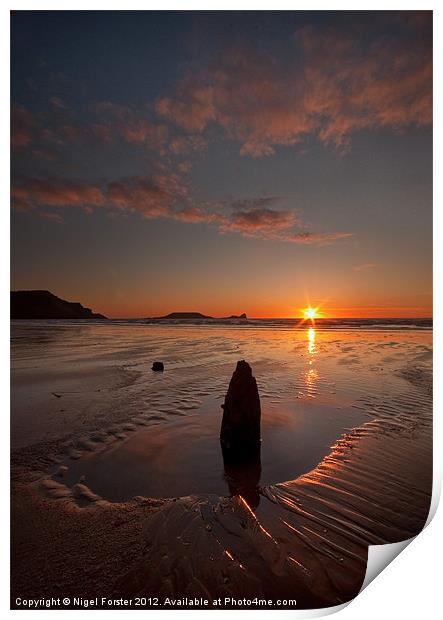 The Shipwreck at Rhossili Print by Creative Photography Wales