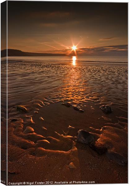 Port Eynon Sunrise Canvas Print by Creative Photography Wales