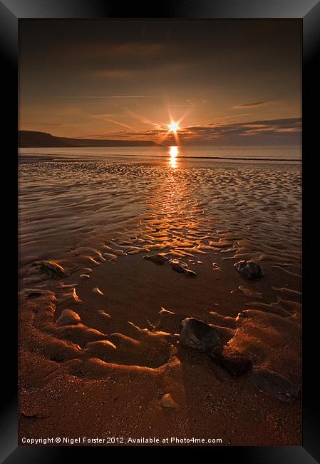 Port Eynon Sunrise Framed Print by Creative Photography Wales