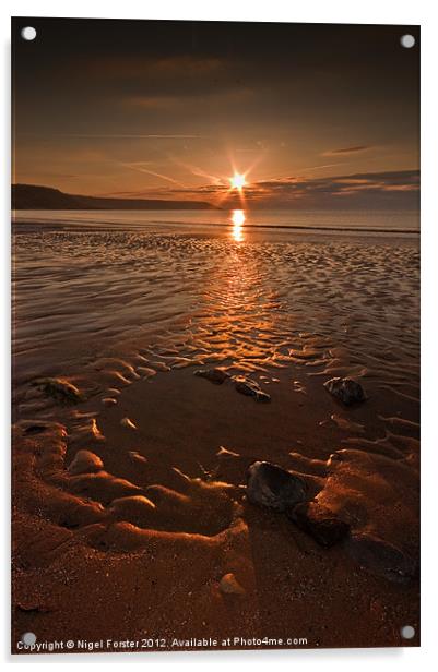 Port Eynon Sunrise Acrylic by Creative Photography Wales