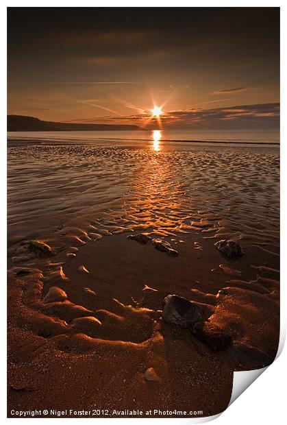 Port Eynon Sunrise Print by Creative Photography Wales