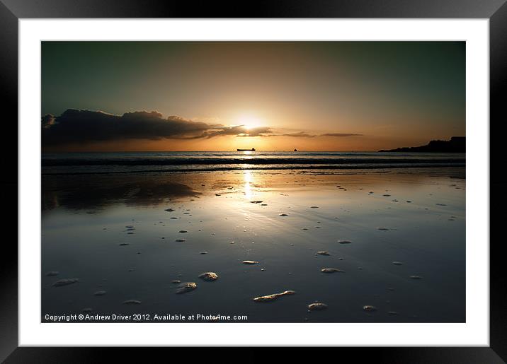 Coverack glow Framed Mounted Print by Andrew Driver