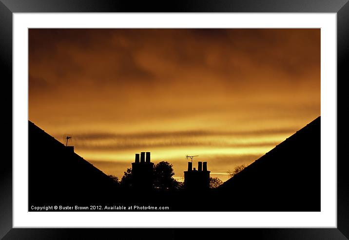 Rooftop Sunset Framed Mounted Print by Buster Brown