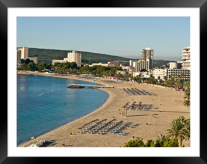Magaluf beach Framed Mounted Print by Kevin White