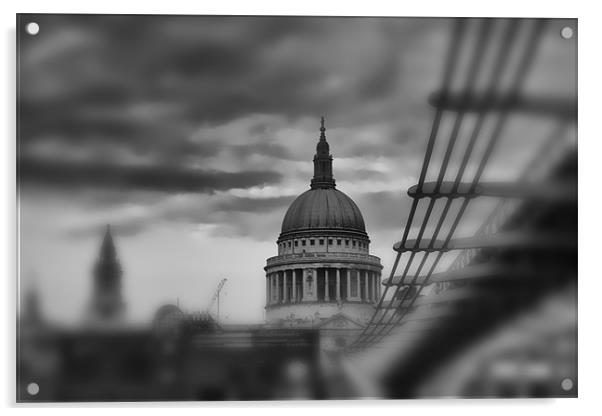 St Pauls and Bridge Acrylic by Dean Messenger