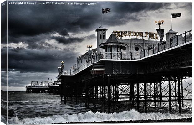 Brighton Pier amidst the storm Canvas Print by Lucy Steele