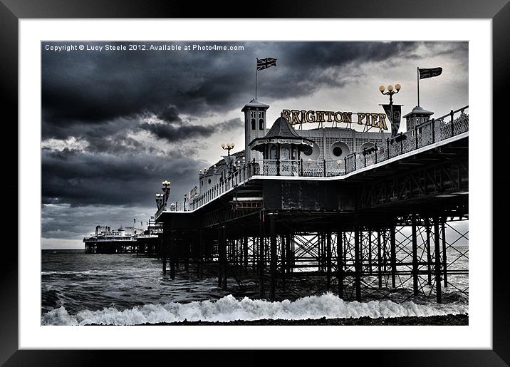 Brighton Pier amidst the storm Framed Mounted Print by Lucy Steele