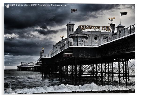 Brighton Pier amidst the storm Acrylic by Lucy Steele
