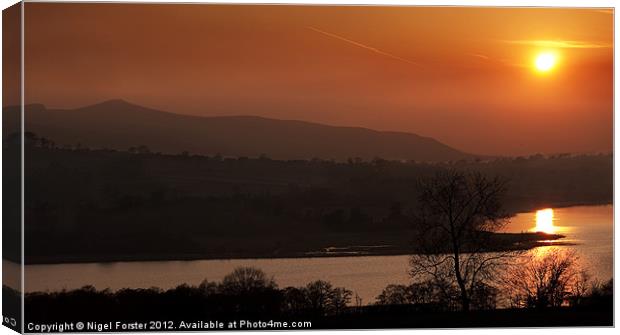Llangorse Lake sunset Canvas Print by Creative Photography Wales