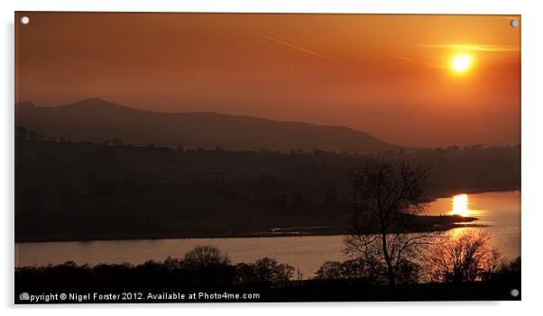 Llangorse Lake sunset Acrylic by Creative Photography Wales