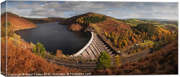 Llyn Clywedog Autumn panorama Canvas Print by Creative Photography Wales